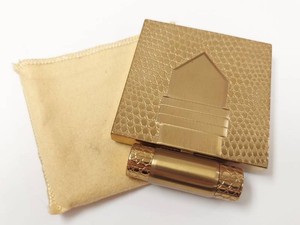 Vintage Dorothy Gray Goldtone Tandem Compact Lipstick Rouge Set