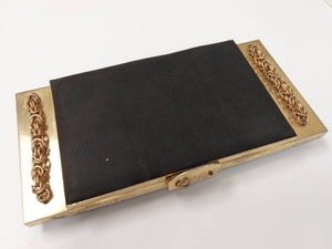 Vintage Mid-Century Argentine Brass and Satin Vanity Clutch Purse