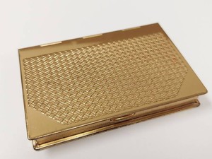 Vintage 1940s Coty Goldtone Book Motif Powder Compact Basketweave
