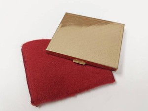 Vintage Coty Goldtone Powder Compact with Puff and Red Slipcase