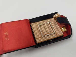 Vintage Dorset Fifth Avenue Faux Pearl Rhinestone Compact and Lipstick Set