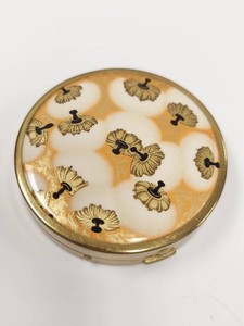 Vintage Coty Airspun Powder Puff Compact Gold Tone French Makeup Case