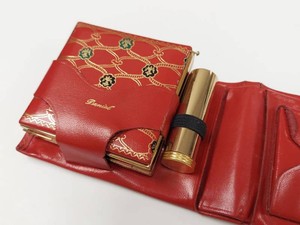 Vintage Daniel by Nash Red Leather Compact and Lipstick Wallet Set
