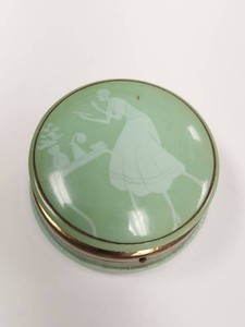 Vintage Art Deco Celluloid Miniature Powder Compact Lady Vanity Silhouette