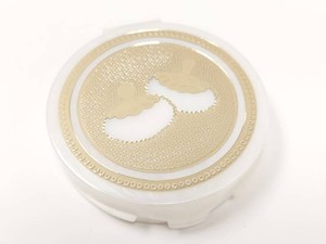 Vintage Coty White Plastic Compact Gold Tone Powder Puff Design
