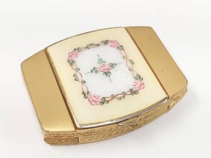 Vintage LaMode Guilloche Enamel Vanity Compact with Sliding Lipsticks & Locket
