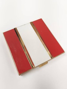 Vintage Coty 1940s Red & White Enamel Square Powder Compact 3-Inch