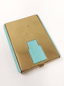 Vintage 1934 Coty Art Deco Double Compact Aqua Bakelite Goldtone