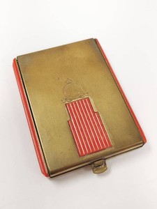 Vintage Coty Art Deco Brass and Red Bakelite Double Compact Corsica Crest