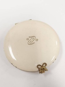 Vintage Lentheric Bal Masque White Enamel Powder Compact with Puff