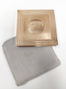 Vintage Tussy 720 Bijou Goldtone Square Powder Compact with Puff and Sleeve