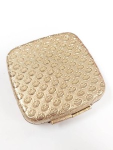 Vintage Coty French Flair Goldtone Powder Compact Embossed Puff Pattern