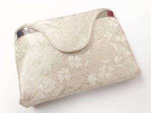 Vintage Paris Floral Brocade Clutch Purse with Gold-Tone Compact Set