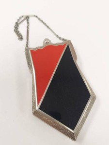 Marathon Art Deco Red Black Enamel Shield Vanity Compact Case