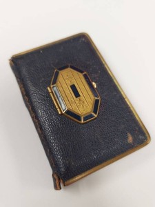 Mondaine Art Deco Book Vanity Compact Case Blue Leather Enamel
