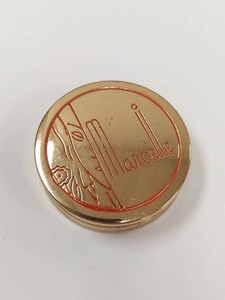 Vintage Marcelle Rouge Compact Gold Tone Red Enamel Mirror Puff