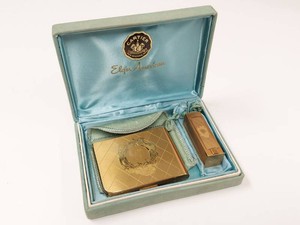 Vintage Elgin American Compact & Lipstick Case Set w Box
