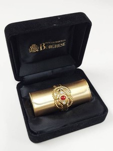 Princess Marcella Borghese Goldtone Lipstick Case Mirror w Box