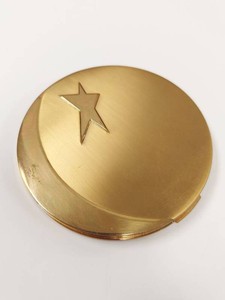Dorothy Gray Moon & Star Goldtone Powder Compact w Puff Vintage