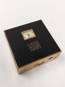 Illinois Watch Case Co Art Deco Compact Watch Black Enamel Vanity Case