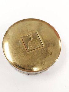 Tre-Jur Round Gold Tone Compact Mirror Rouge Lipstick Case Vintage
