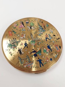 Le Rage London Scene Goldtone Powder Compact Mirror Made England