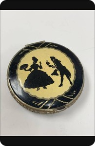 Bliss Bros Art Deco Enamel Courting Couple Compact Mirror Powder Case