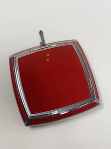 Vintage Lanchere Red Enamel Compact w Lipstick Mirror Puff Repair