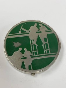 Montre a Poudre French Art Deco Green Enamel Powder Compact