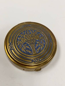 Pompeian Naturelle Beauty Powder Compact Blue Enamel Floral 1920s