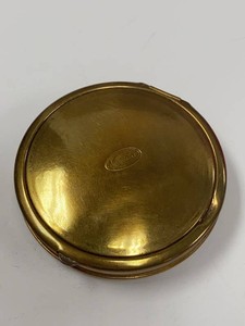 Norida Vintage Gold Tone Round Powder Compact Mirror Sifter Case