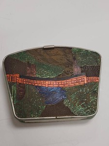 Vintage Quintland Callander Canada Scenic Metal Powder Compact Mirror