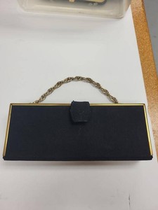 Vintage Fifth Avenue Compact Evening Bag Minaudiere Black Gold Tone