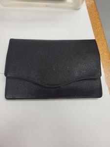 Vintage Black Leather Vanity Case Purse w Red Compact Cigarette Case