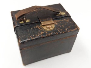 Antique Cased Travel Vanity Grooming Set Leather Case Brass Fittings