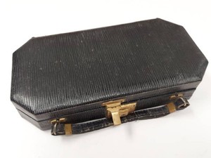 Vintage 1920s Vanity Box Dresser Set Black Case Compact Mirror