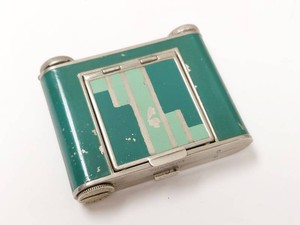Van-Mist Art Deco Green Enamel Compact Lighter w Lipstick Puff