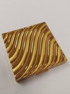 Vintage Evans Gold Tone Swirl Square Powder Compact Mirror Case