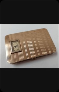 Vintage Evans Goldtone Compact With Watch Mirror Rouge 1950s