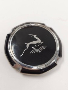 Vintage Evans Black Enamel Deer Compact Mirror Rouge Case