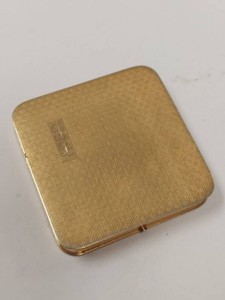 Evans Gold Tone Square Compact Mirror Case Monogram BL Vintage 1940s