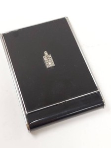 Evans Mayfair Black Enamel Rhinestone Compact Mirror Art Deco