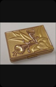 Vintage Evans Floral Gold Tone Sterling Powder Compact Mirror Case