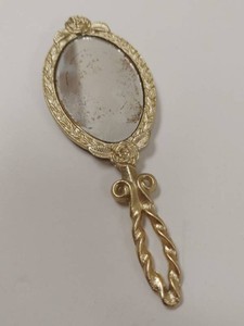 AU CO Golden Vanity Lipstick Holder Mirror Gold Tone Rose Vanity