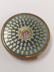 Vintage Coty Air Spun Powder Compact Heraldic Crest Enamel Case