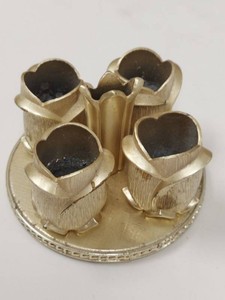 Vintage Hong Kong Brass Finish Floral Lipstick Holder Vanity Caddy
