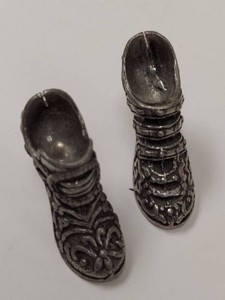 New View Miniature Metal Shoe Figurines Pair Ornate High Heel Boots