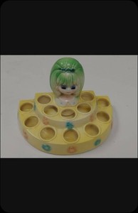 Ado Mizumori Mod Girl Rare Ceramic Lipstick Holder Girl Head Vanity Display