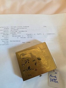Dorset Fifth Avenue Florida Souvenir Gold Tone Powder Compact