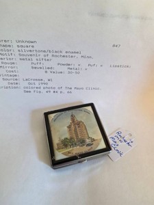 Vintage Mayo Clinic Rochester MN Souvenir Powder Compact with Mirror